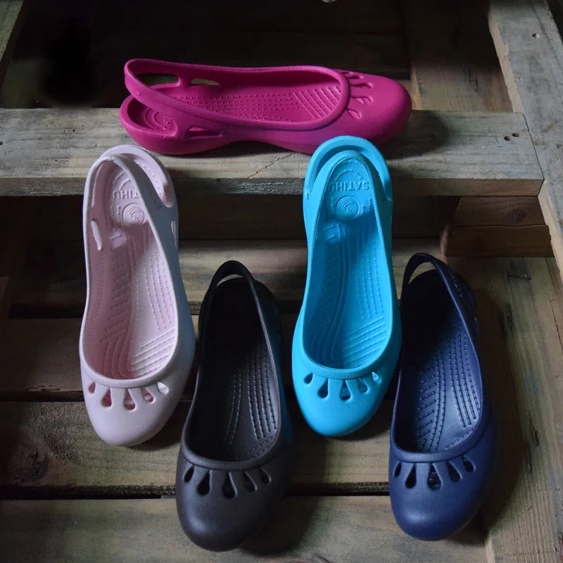 Certified Satihu Summer Lightweight Anti-Slip Clogs for Women - Flat Bottom Sandals, Nurse, Outdoor, Beach Jelly Shoes