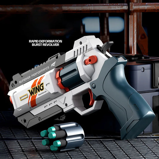 Kids Soft Bullet Gun Toy – EVA Foam Bullet Pistol, Rapid Deformation Revolver for Boys & Adults, Outdoor Shooting Gift