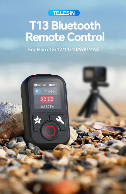 TELESIN Waterproof Bluetooth Remote for GoPro Hero 13/12/11/10/9/8/Max with Wrist Strap – Action Camera Accessory