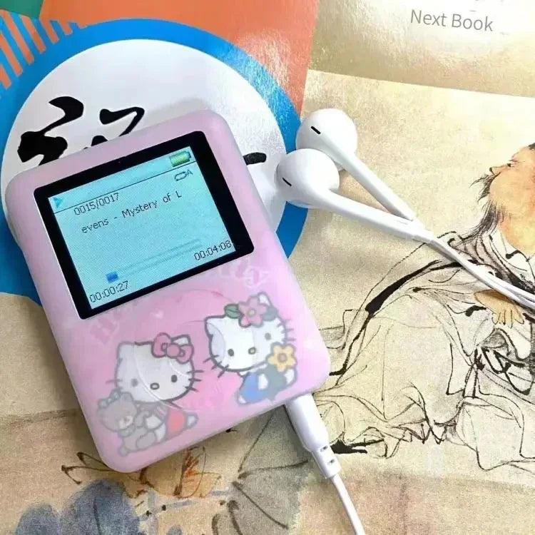 Kawaii Hello Kitty Mini MP3 Player – Cartoon Anime Portable Music Walkman for Students, Sports & External Sound Playback