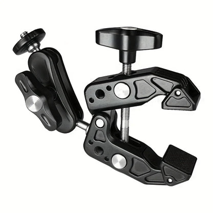 Multifunctional Crab Clamp Mount – Heavy Duty Metal Sports Camera & Phone Holder with Universal PTZ Arm for Outdoor Photography & Expansion Rig Setup