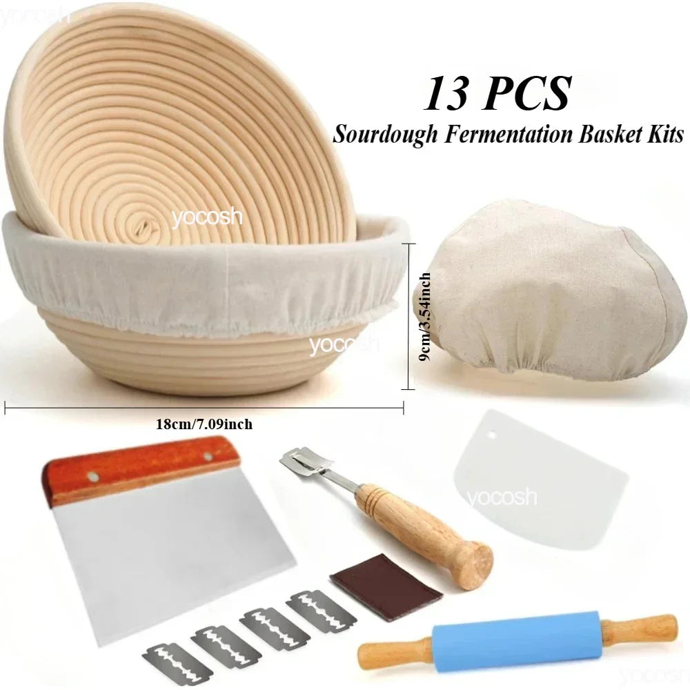 Professional Baking Kit – 24oz Sourdough Starter Jar, Pastry Mat, Scraper, Bread Knife & Gloves for Home DIY Baking