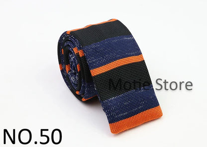 Classic Knit Neck Tie for Men — 6cm Plaid & Dots Casual Business Wedding Tie