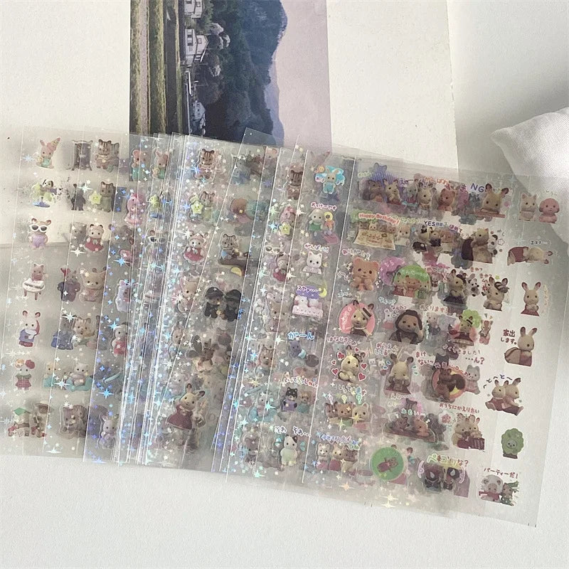 6pcs/10pcs Y2K Glitter Laser Stickers – Cute Random Phone, Camera, Luggage & Journal Stickers, Kawaii Decoration Gift