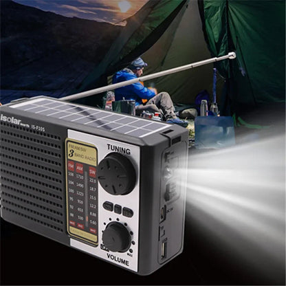 Mini Portable Solar Emergency Radio – AM/FM/SW Wireless Bluetooth 5.0 Speaker with LED Flashlight, MP3 Player & Multi-Function Outdoor Receiver