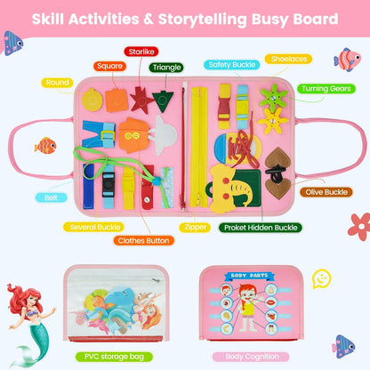 Montessori Busy Board for Toddlers – Sensory Busy Book for Early Education & Fine Motor Skills Learning Toys