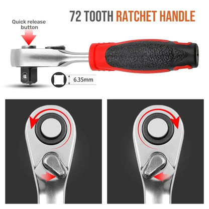 Mini Treble 1/4 Ratchet Wrench Set | Double-Ended Quick Socket Screwdriver Hex Torque Wrenches Spanner