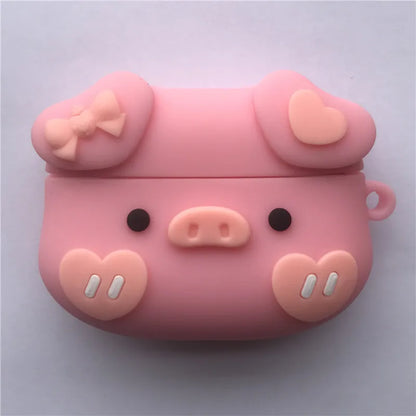 3D Cartoon Silicone Case for AirPods 4 (2024) & AirPods Pro 2/3 — Protective Earphone Charging Cover with Hook