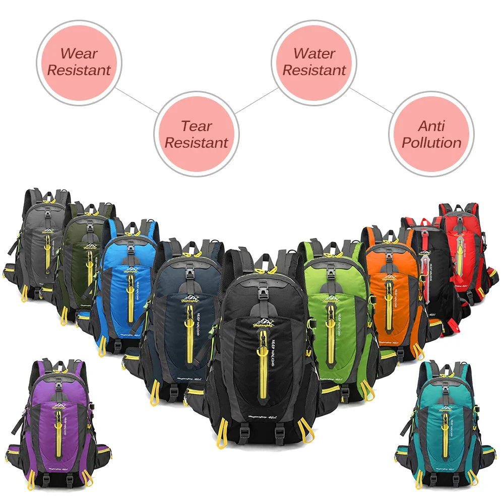 40L Water-Resistant Travel Backpack — Camping, Hiking, Trekking & Climbing Daypack with Laptop Compartment for Men & Women