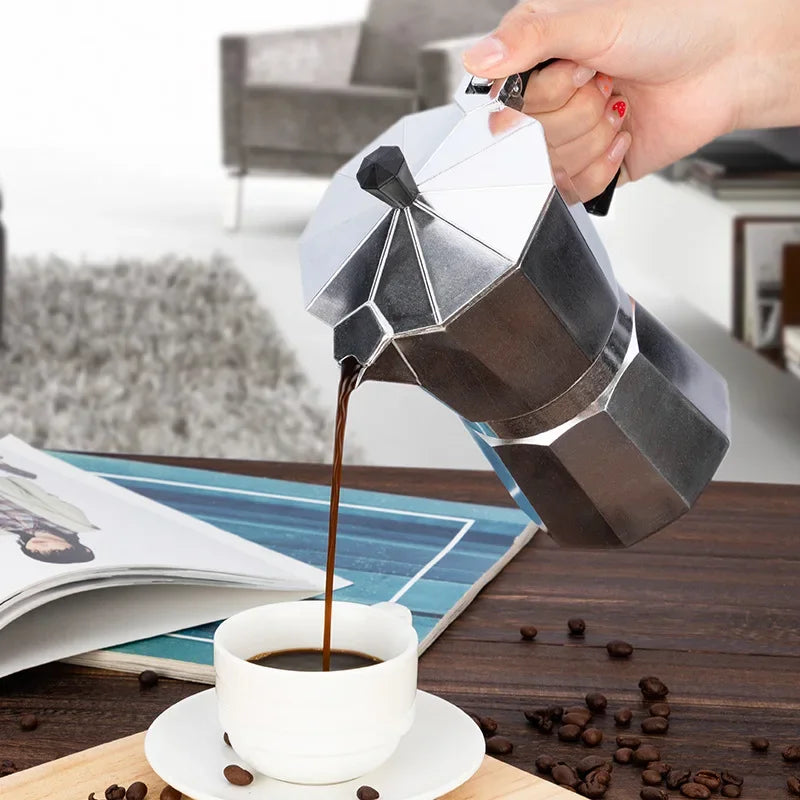 Mocha Coffee Pot – Italian Aluminum Octagonal Portable Coffee & Tea Maker