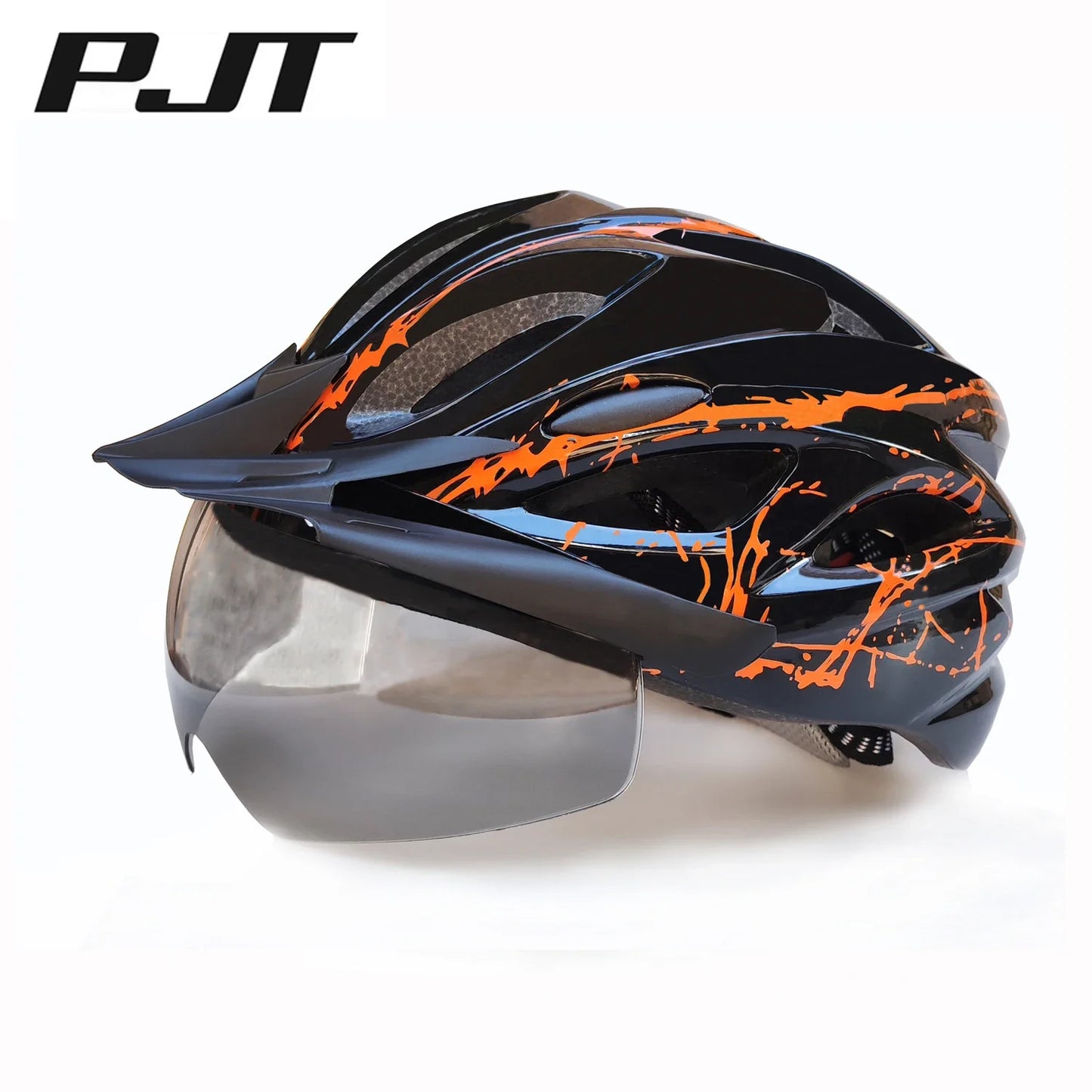 PJT 4-in-1 Lightweight Cycling Helmet - 18 Breathable Holes, Detachable Sun Visor & Goggles for Adults, Road & MTB Bike Helmet