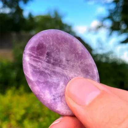 1pc Large Amethyst Worry Stone - 45x35mm Real Natural Crystal, Thumb Energy Healing Stone for Face Massage and Spa Relaxation S21
