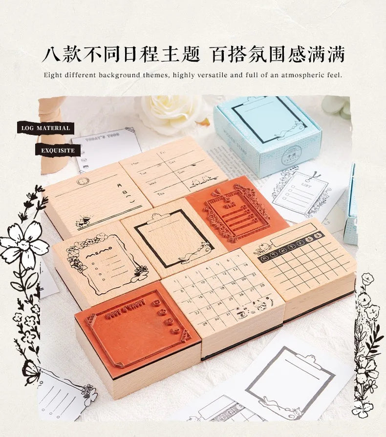 Cute Cat Wood Stamp Calendar – Daily & Monthly Planner Stamps for Journaling, Scrapbooking & DIY Crafts