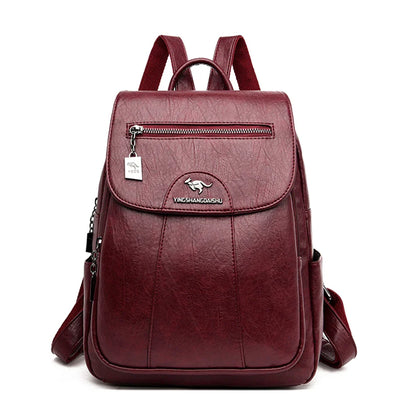 Women's Backpack 2022 - High-Quality Soft Leather, Large Capacity, Leisure Travel & School Bag for Teenage Girls - Black Mochila