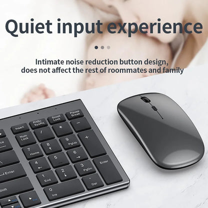 Jomaa Slim Bluetooth Rechargeable Keyboard and Mouse Set – 2.4G USB Wireless Combo for Laptop & Computer