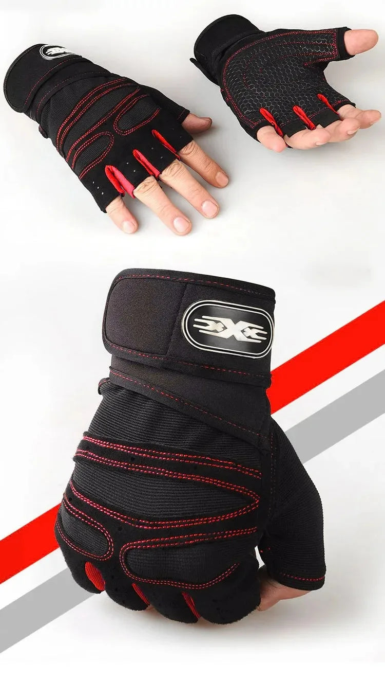 Outdoor Sports Fingerless Gloves – Long Wrist Guard for Men & Women, Ideal for Gym, Cycling, Hiking, Boxing & Training Workouts