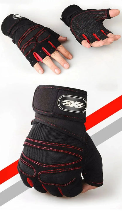 Outdoor Sports Fingerless Gloves – Long Wrist Guard for Men & Women, Ideal for Gym, Cycling, Hiking, Boxing & Training Workouts