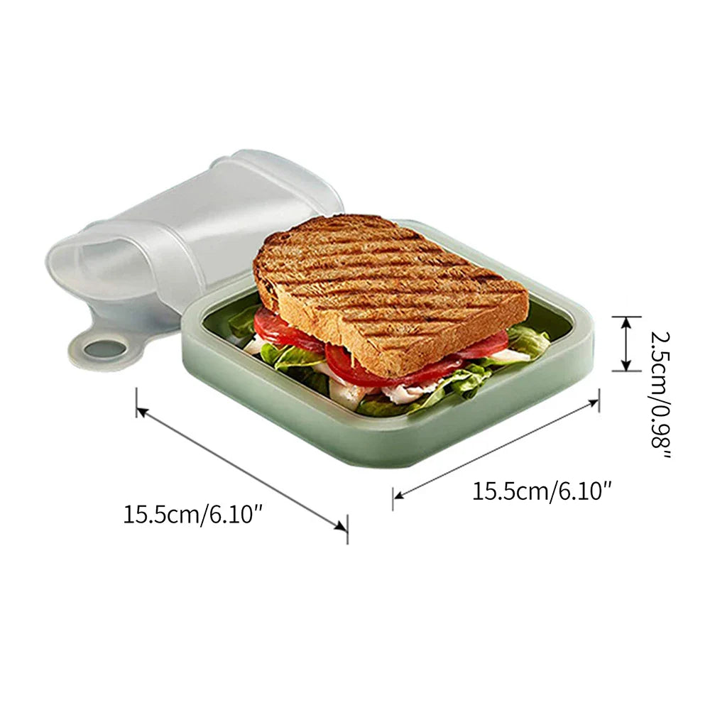 Convenient Silicone Sandwich Toast Bento Box: Portable Food Container with Handle - Ideal Snack Box for Students and Office Workers - Perfect Lunch Solution