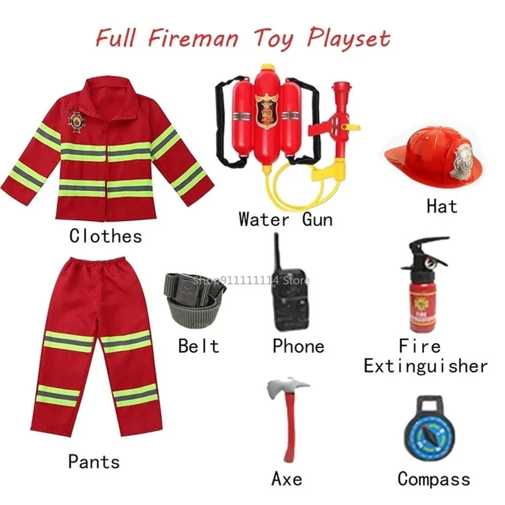 Kids Firefighter Costume – Halloween Sam Fireman Uniform Role Play Outfit for Boys Party & Cosplay Gift