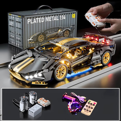1:14 Technical Racing Sport Car Model Building Blocks, DIY Supercar Brick Puzzle, 1280+ Pieces, Gift for Kids and Adults