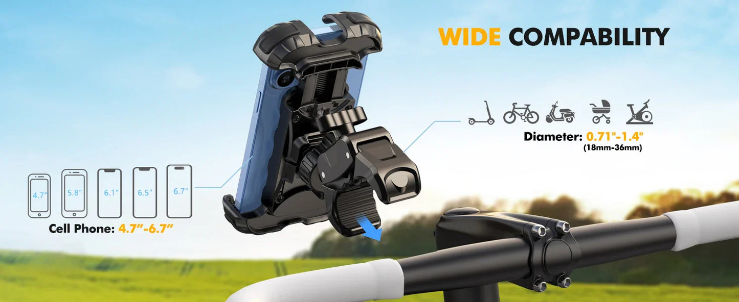 Mountain Bike Phone Holder – Stable, Non-Slip, Rotatable Navigation Mount with Safety Compartment