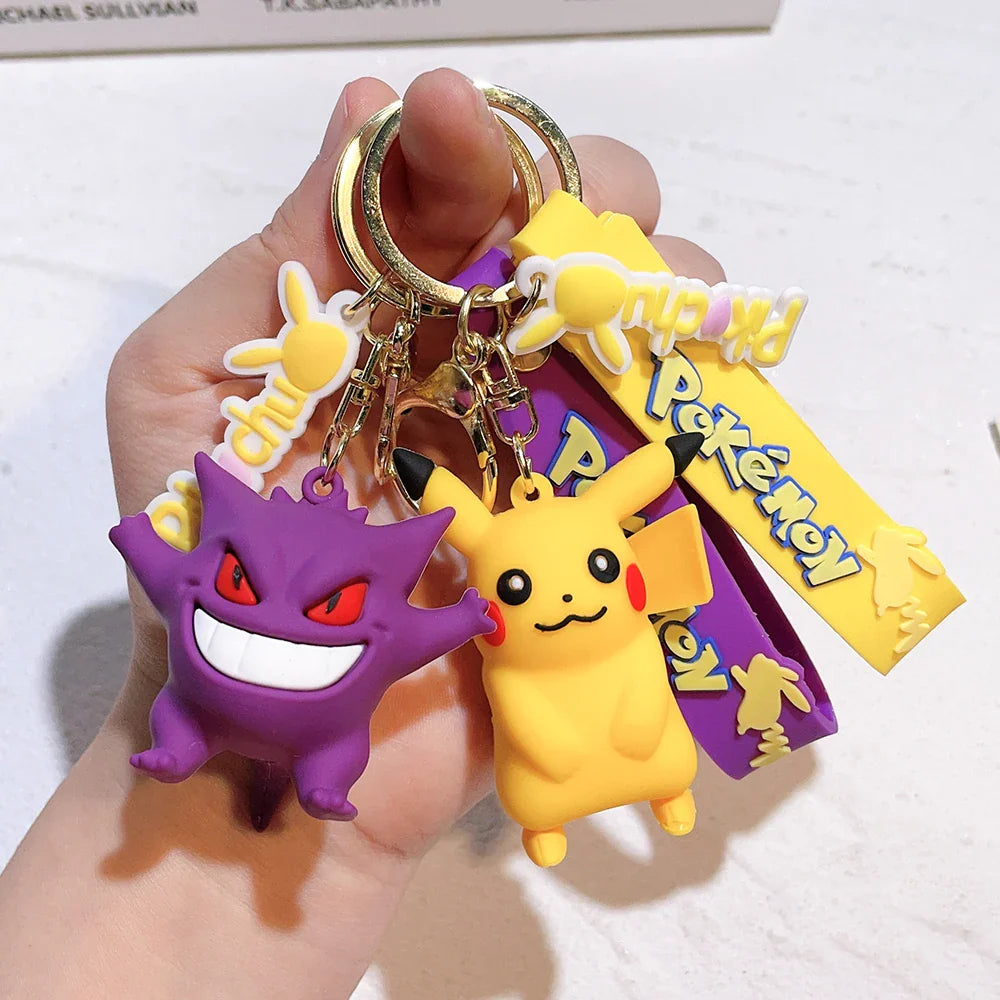 Pokemon Keychain – Pikachu, Charmander & Psyduck Anime Toy, Kawaii Cartoon Doll Pendant for Car, Bag, Kid Gift