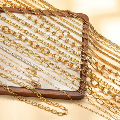 Chunky Gold-Plated Link Necklace — Stainless Steel Oval Chain Choker for Women, Minimalist Jewelry