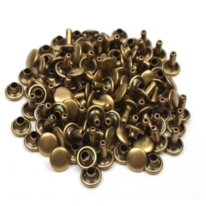 100 Sets Metal Double Cap Round Rivets 6-8mm – Nail Spike Studs for Leather Craft, Shoes, Bags & DIY Accessories