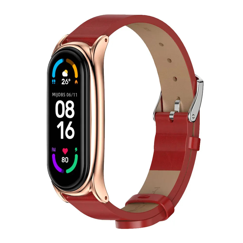 Leather Strap for Xiaomi Mi Band - Stylish Replacement Wristband for Mi Band 10/9/8/7/6/5 Mijobs Design