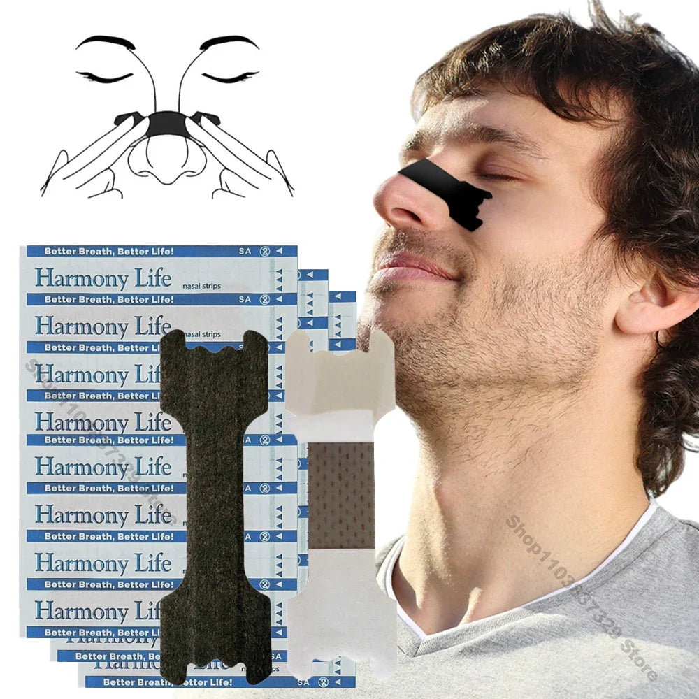 10-200PCS Black Nose Strips — Anti-Snoring Nose Patch for Better Sleep and Easier Breathing