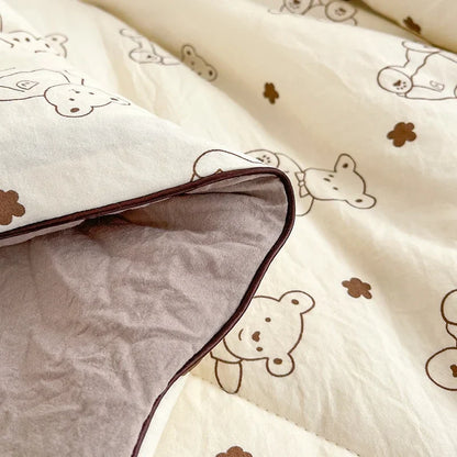 Washed Double Gauze Quilt – Lightweight Summer Comforter with Soya Fibre Filling, Soft & Breathable for Queen Size