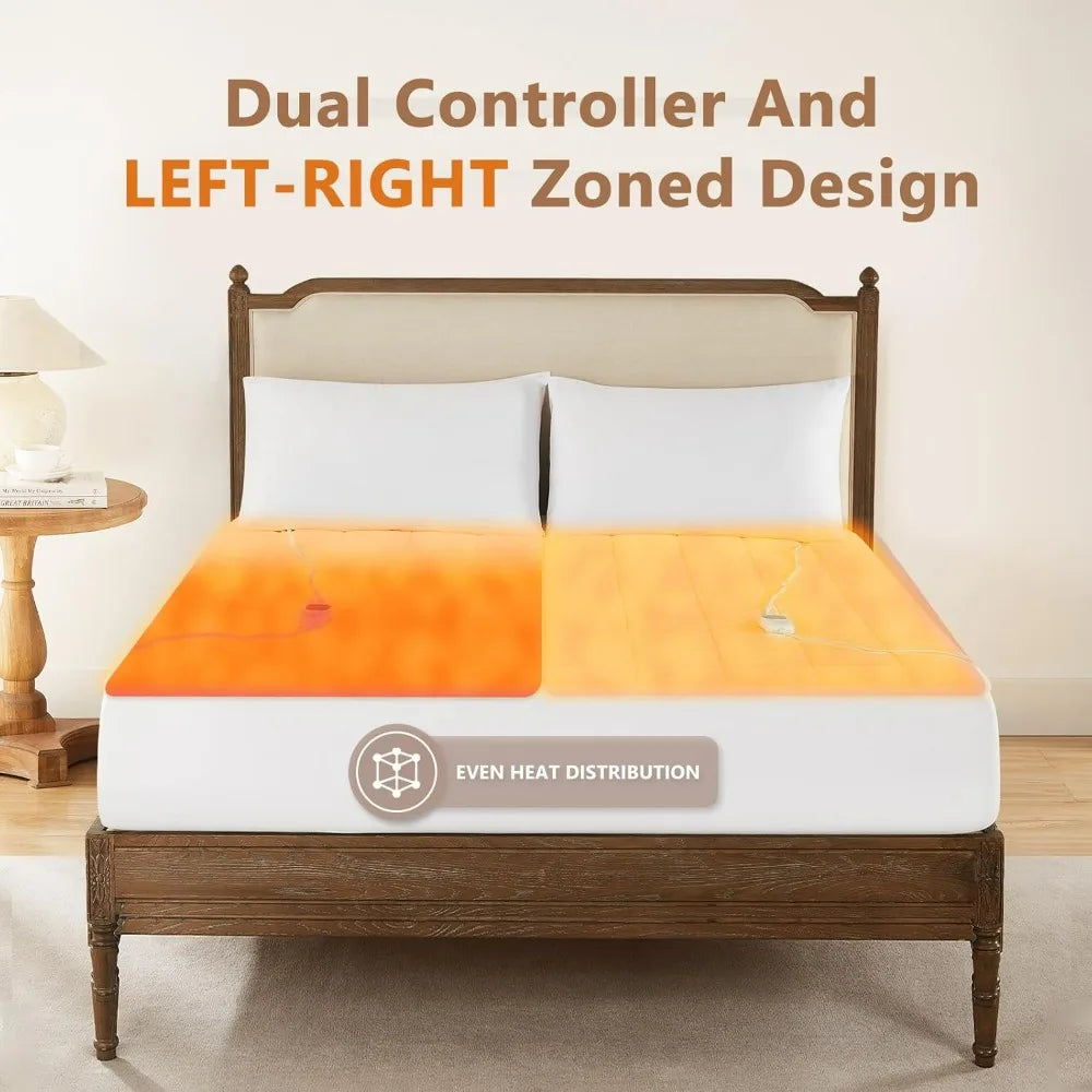 Queen Size Electric Mattress Pad — 5 Heat Settings Coral Fleece Bed Warmer for Cold Sleepers