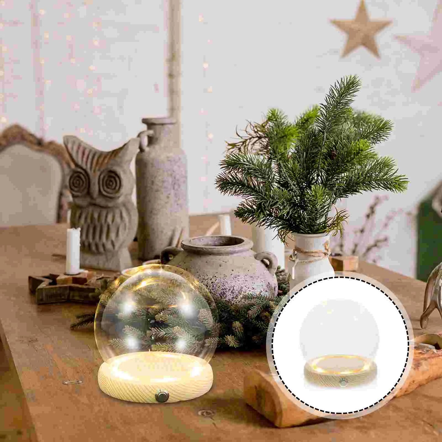 Handmade Glass Display Dome – Clear Plant Pots with LED Lights, Glowing Eternal Preserved Flowers Decor