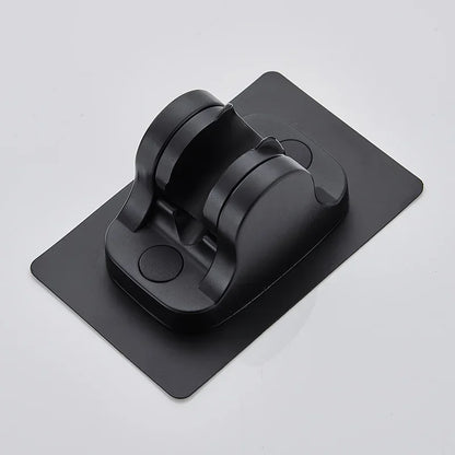 Adjustable Shower Head Holder with Suction Cup – No-Drill Black Wall Mount Bathroom Accessory