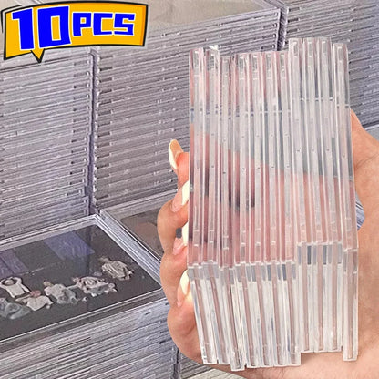 Clear Acrylic Snap Card Holder Case – Protective Trading Card Display Sleeve for Gaming, Sports & K-Pop Idol Photo Storage (Non-Magnetic)