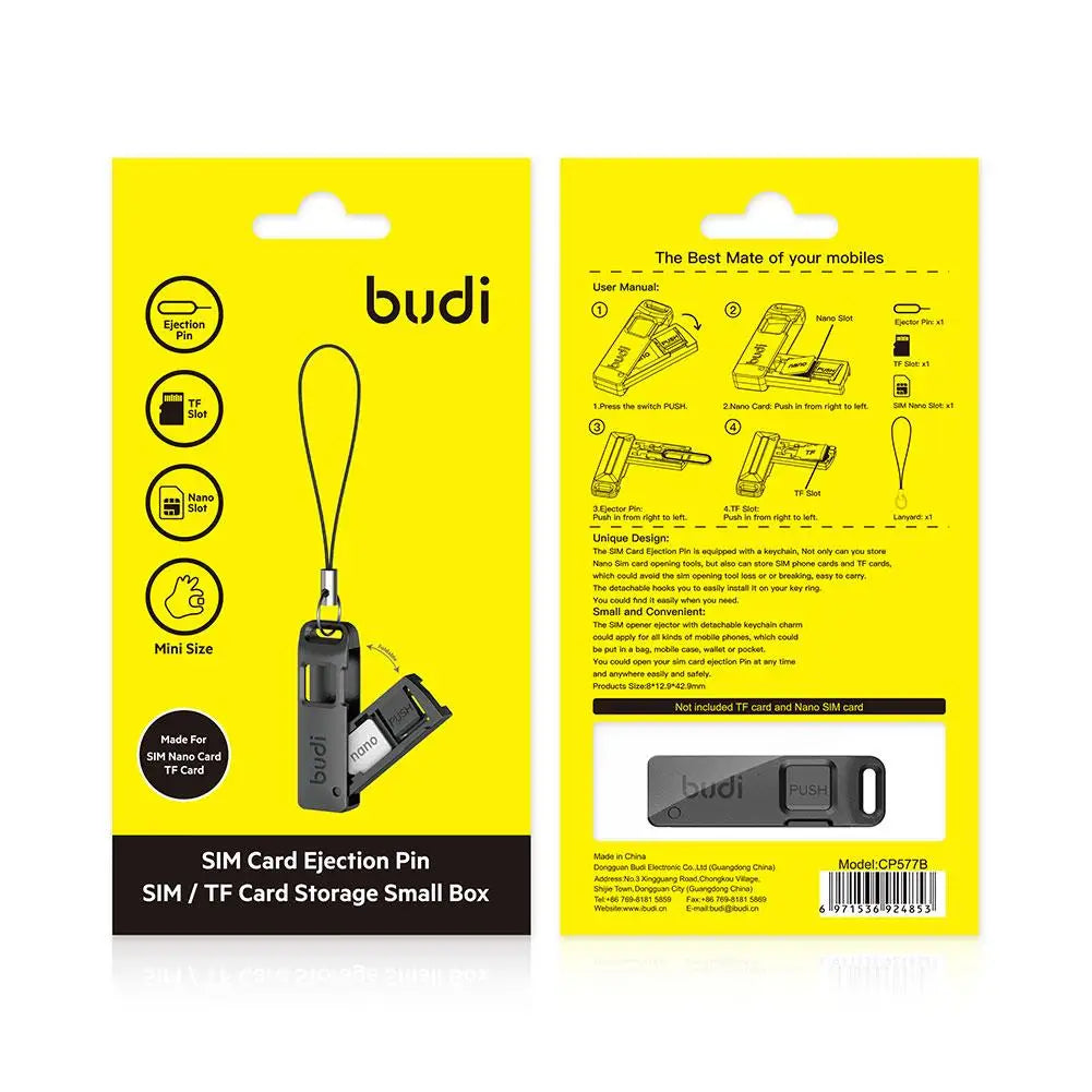 5pcs Multi-Function SIM & TF Card Storage Box with Ejector Pin & Lanyard — Anti-Lost MicroSD Holder