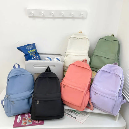 Simple Solid Color Casual Backpack | Lightweight Multifunctional Bag for School & Travel