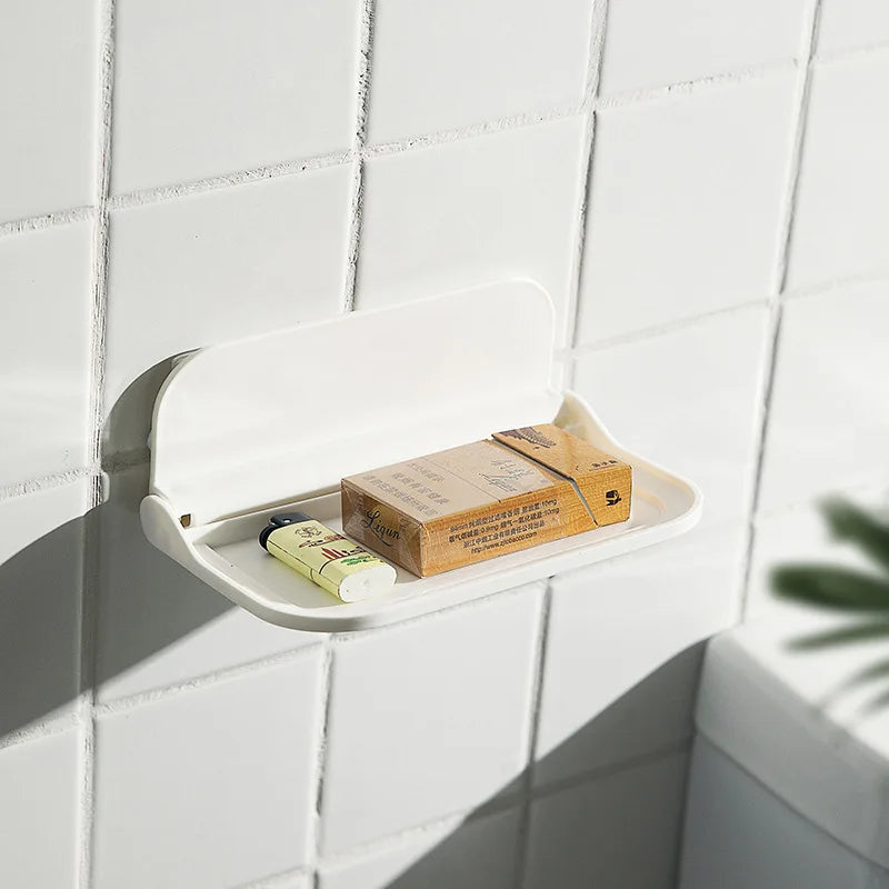 Foldable Wall Shelf - Punch-Free Wall-Mounted Plastic Floating Shelf for Bathroom, Toilet, Towel, and Clothes Storage