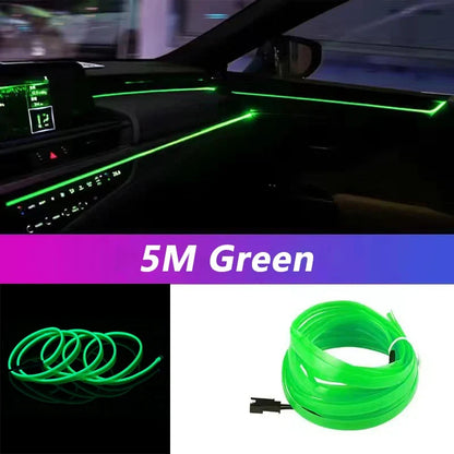 5M Car Interior LED Strip Light - USB Flexible Neon Ambient Lighting for Auto DIY Decoration