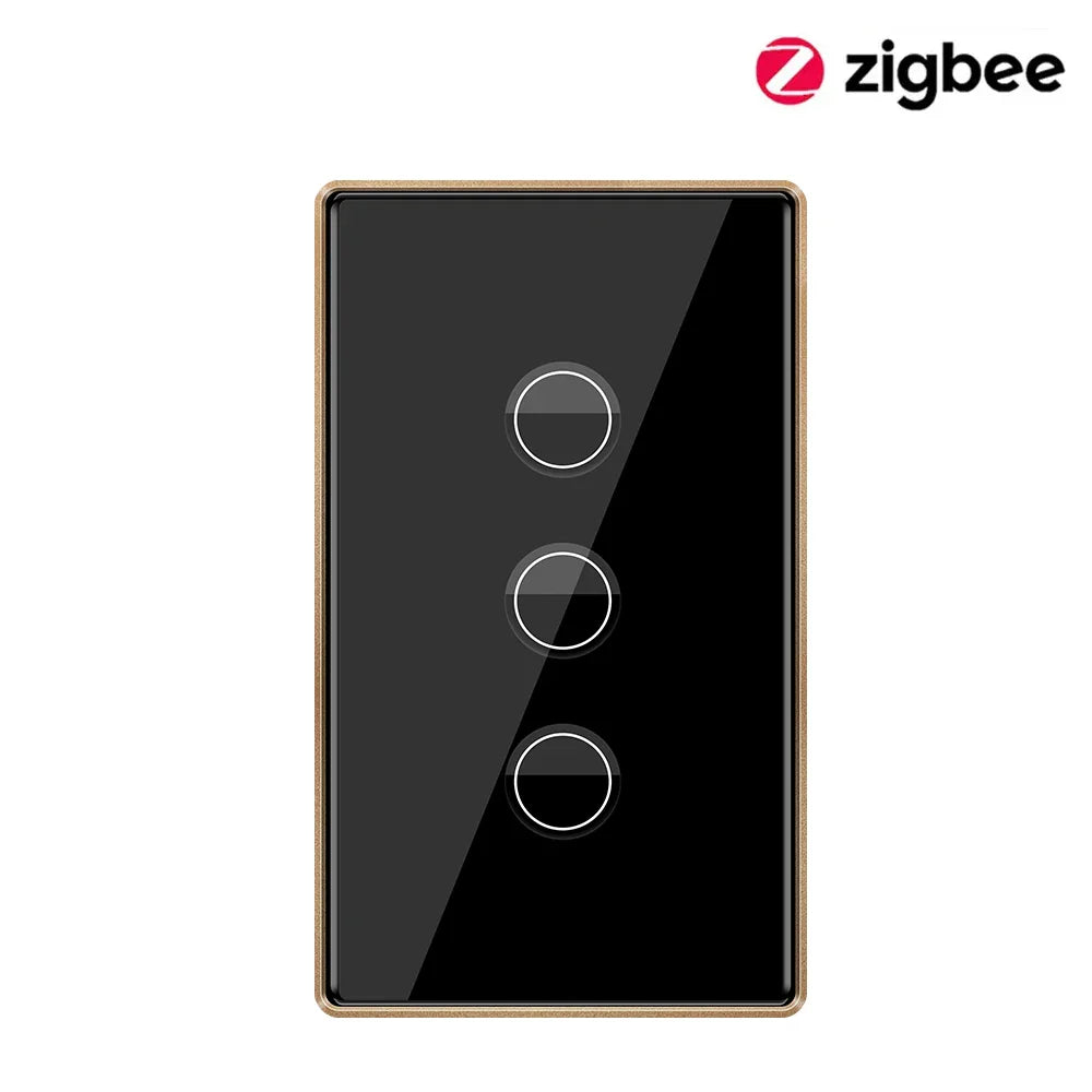 Tuya ZigBee Smart Touch Light Switch (1/2/3/4 Gang) – Aluminum Alloy Wall Switch with Neutral Wire, Smart Life App, Alexa & Google Home Control