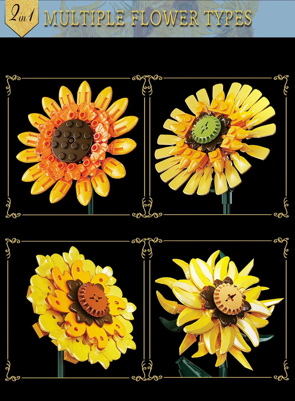 1328PCS Sunflower Building Blocks Set – Creative Flower Bouquet Vase Model for Home Decor & Kids Gifts