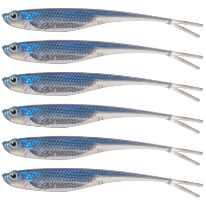 Dr.Fish 5/6pcs Soft Fishing Lures — Saltwater Silicone Fork Tail Drop Shot Baits for Bass, Trout, Pike, Walleye, Weedless