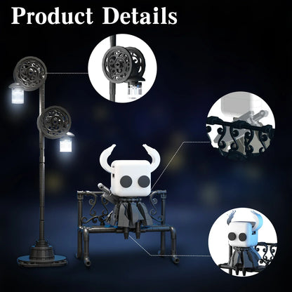 370PCS Hollow Knight Building Blocks Set – Ghost Model with Street Lighting, DIY Educational Toy for Kids