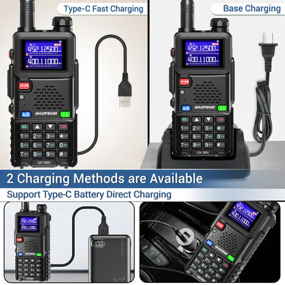 Baofeng UV-5RH 10W Air Band Walkie Talkie, Long Range Wireless Two-Way Ham Radio, Type-C UV-5R Transceiver