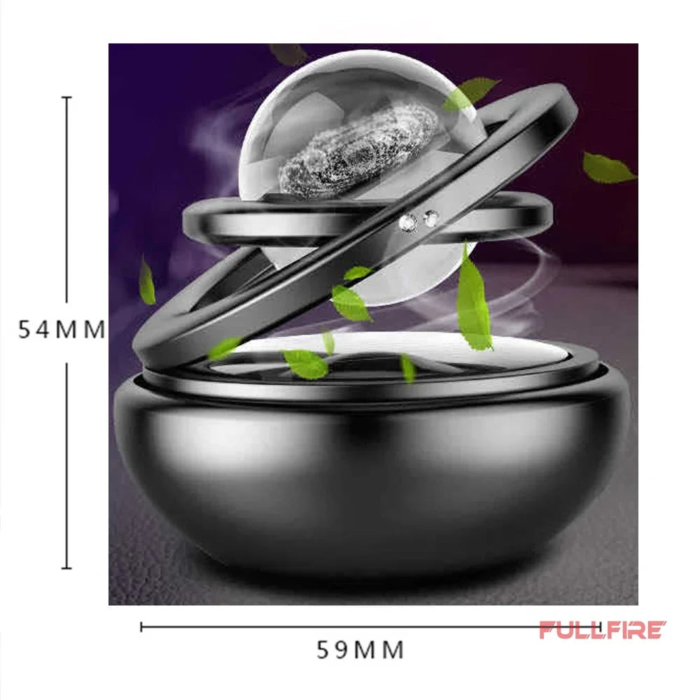 Car Solar Aromatherapy Ornaments – Double-Ring Suspended Crystal Ball with Aromatherapy Perfume, Creative Car Decoration