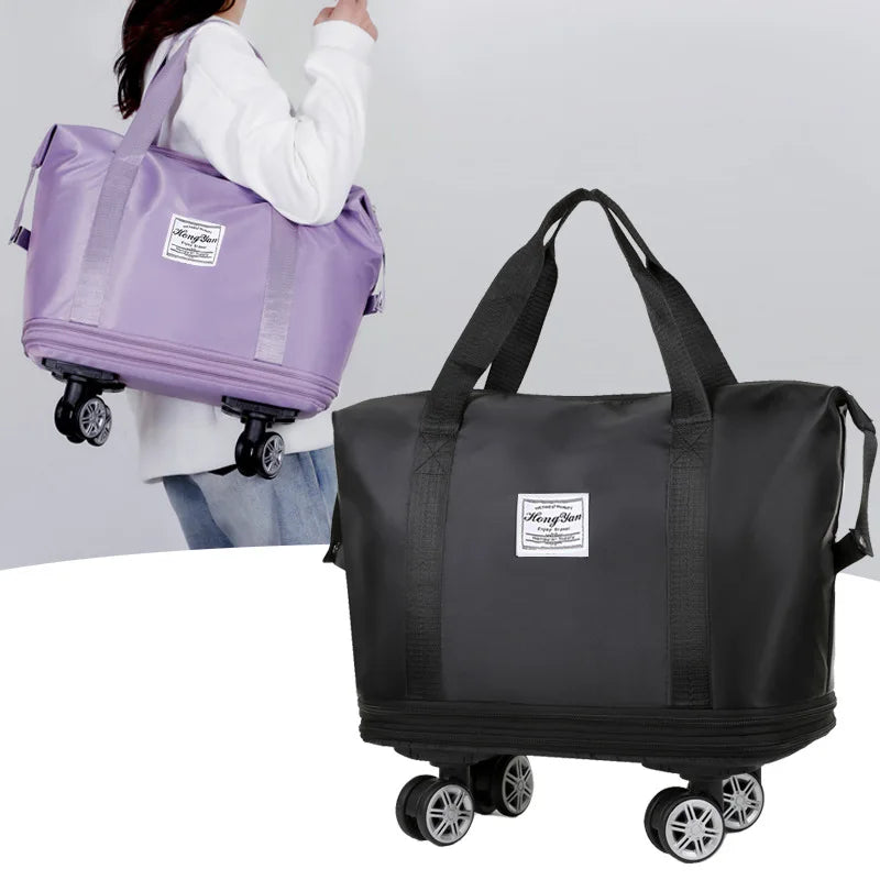 Expandable Universal Wheel Travel Bag – Large Capacity Lightweight Luggage with Dry & Wet Separation Storage for Travel & Fitness
