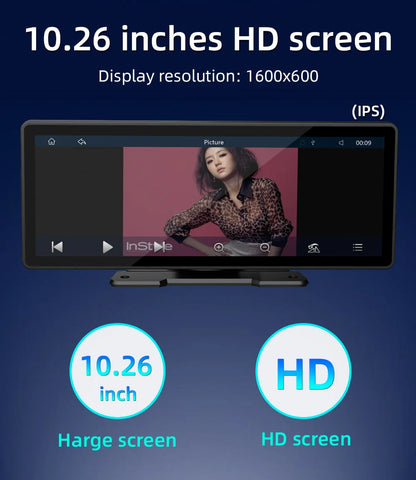 BQCC 10.26-Inch Portable Wireless CarPlay Screen – HD Rearview Camera, Car Radio DVR, MP5 Multimedia Player, Android Auto