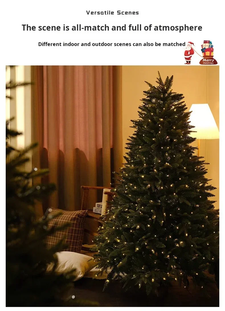 PE & PVC Mixed Christmas Tree with Lights — Large Decorative Holiday Tree for New Christmas Decor