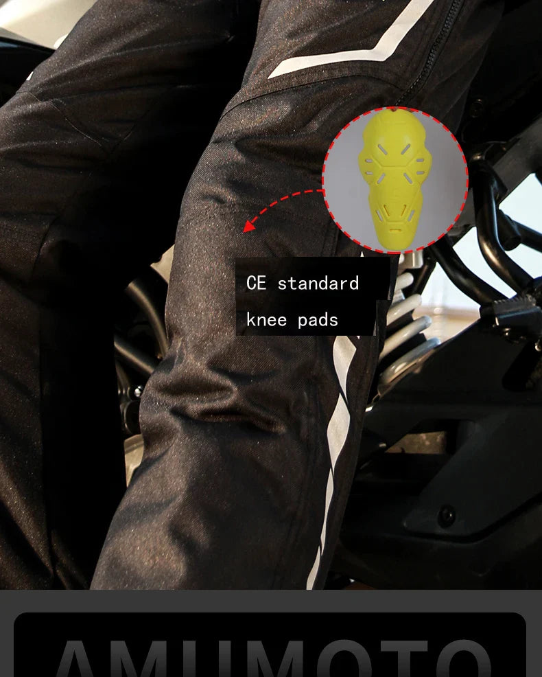 AMU Motorcycle Quick Take-Off Pants - Waterproof, Windproof, Thermal Protective Gear for Men & Women