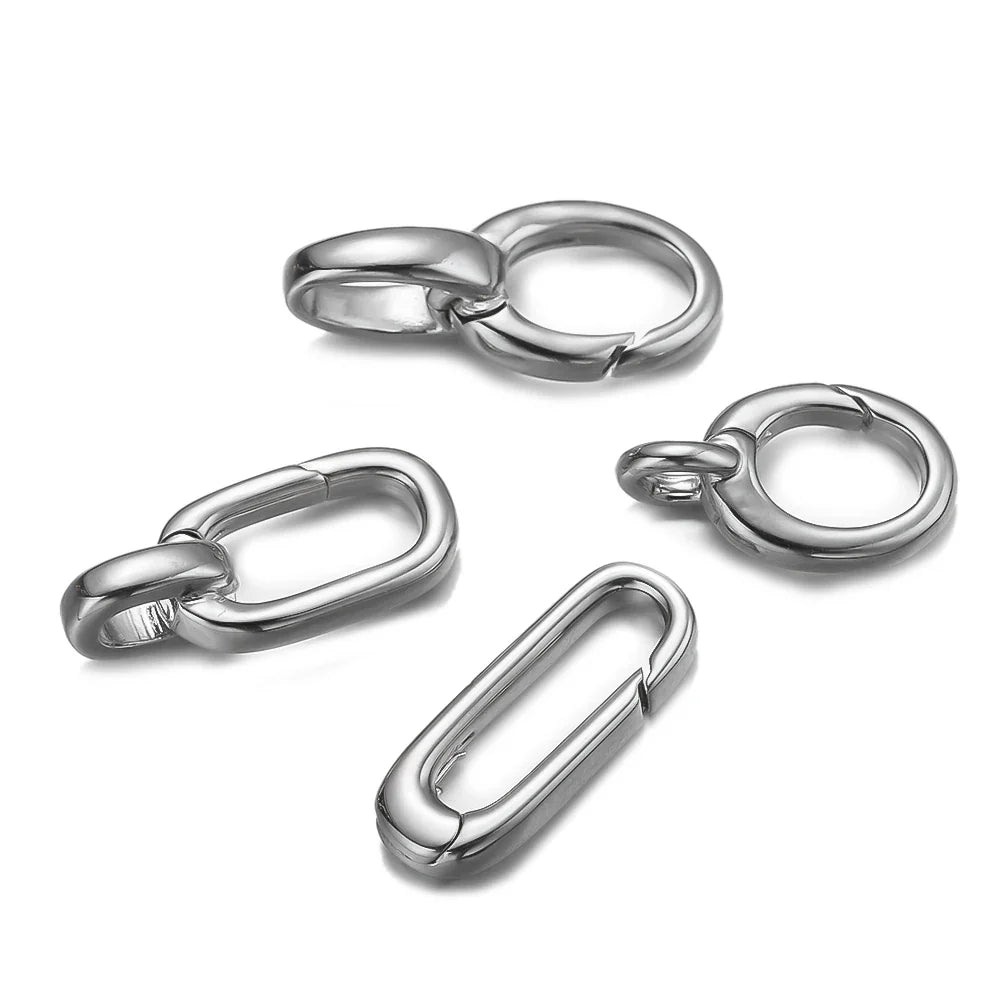 2PCS Gold Filled Oval Clasp - 14K/18K Spring Connector Carabiner for DIY Jewelry Necklace & Bracelet Making